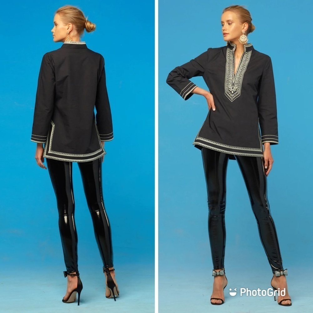 Nicoblu Maharani Tuxedo Tunic Black White‎ Sz 4X